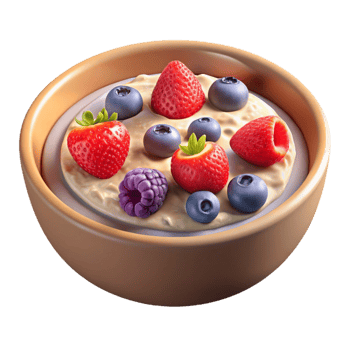 serene rustic Healthy Breakfast Oatmeal with Berries Isolated premium png