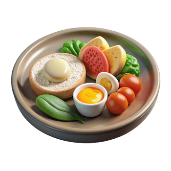 beautiful creative Healthy Breakfast Plate Isolated with Balanced Meal 4K png