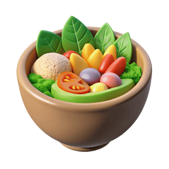 serene minimalist Healthy Meal Bowl Colorful Vegetables Cutout premium png