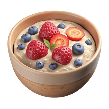 serene artistic Healthy Oatmeal Bowl with Berries Transparent Background authentic png