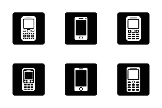 Mobile phone outline flat design silhouette icon series vector