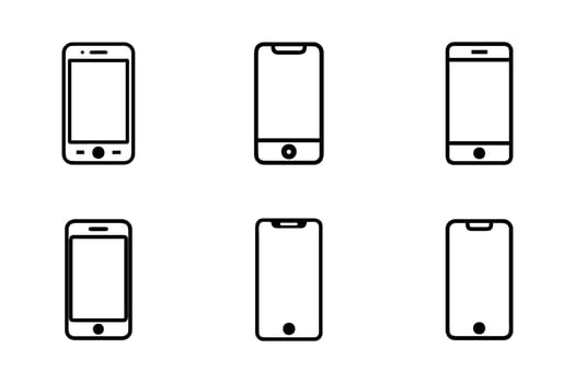 Mobile phone isolated in flat outline line art icon pack vector