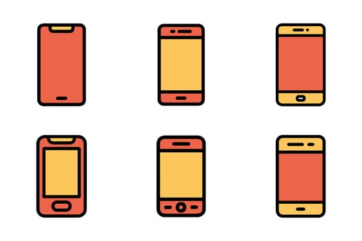 Mobile device flat style isolated outline icon series vector