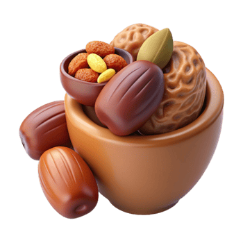 dramatic modern Healthy Snack of Nuts and Dried Fruit Isolated genuine png