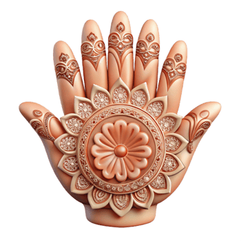 dramatic abstract Henna Hand Design Intricate Floral Pattern Cutout high quality png