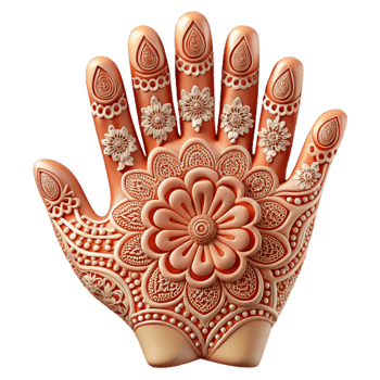 vibrant modern Henna Hand Design Intricate Floral Pattern Cutout high quality png