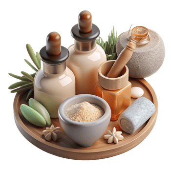 stunning abstract Herbal Bath Salts and Essential Oils Flat Lay high resolution png
