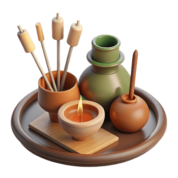 elegant creative Herbal Incense Sticks and Holder Flat Lay Cutout premium png