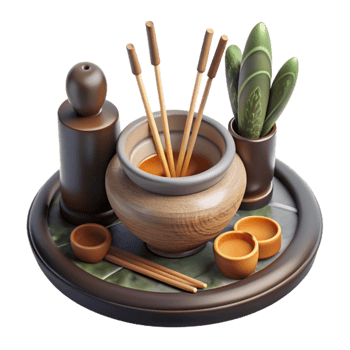 magnificent artistic Herbal Incense Sticks and Holder Flat Lay Cutout premium png