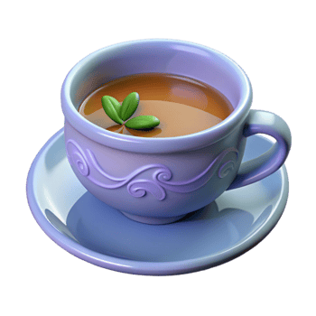 dramatic classic Herbal Teacup Top View Isolated premium png