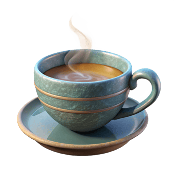 elegant contemporary Herbal Teacup with Steam Transparent Background original png