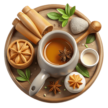 vibrant abstract Herbal Tea Ingredients Flat Lay Cutout exclusive png