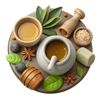 magnificent rustic Herbal Tea Ingredients Flat Lay Cutout authentic png