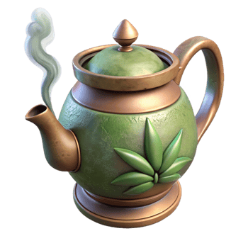 wonderful classic Herbal Teapot with Steam Isolated Element genuine png
