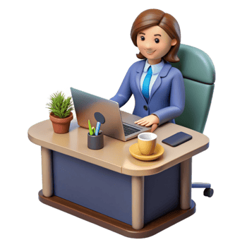 stunning modern High Angle Businesswoman at Desk Cutout professional png