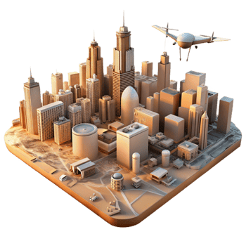 wonderful contemporary High Contrast Drone Image of Cityscape at Dawn Cutout exclusive png
