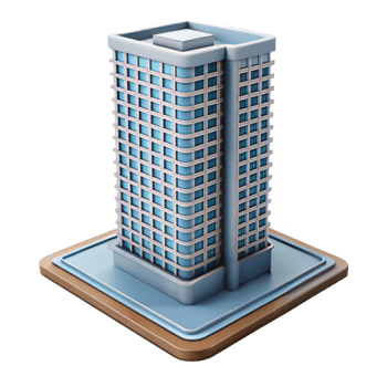 dramatic creative High Rise Building Perspective View Isolated high resolution png
