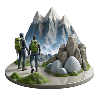 wonderful vintage Hikers Silhouettes Against Mountain Panorama Isolated premium png