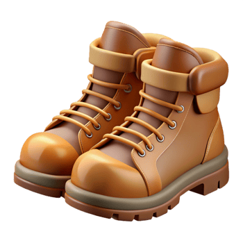 serene creative Hiking Boots Brown with Transparent Background 4K png
