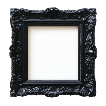 Elegant black painting frame isolated on a stark transparent background for artistic presentation, Black painting frame isolated on transparent background png