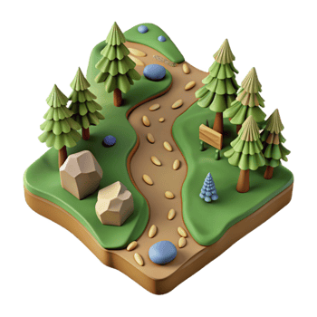 beautiful rustic Hiking Trail Through Forest Top View Cutout exclusive png
