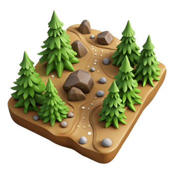 wonderful abstract Hiking Trail Through Forest Top View Cutout high quality png