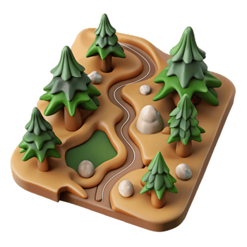 serene modern Hiking Trail Through Forest Top View Cutout high quality png
