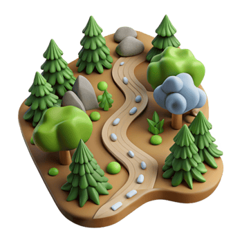 impressive artistic Hiking Trail Through Forest Top View Cutout premium png