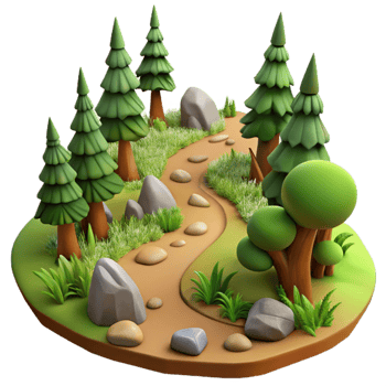 elegant minimalist Hiking Trail Winding Through Forest Isolated genuine png