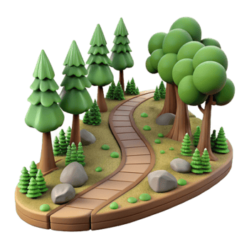 impressive modern Hiking Trail Winding Through Forest Isolated genuine png