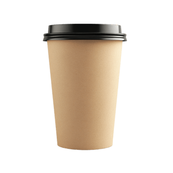 Brown paper coffee cup mockup template on a minimalist background showcasing its elegant, brown paper cardboard coffee cup mockup templates 3d render isolated on transparent background png