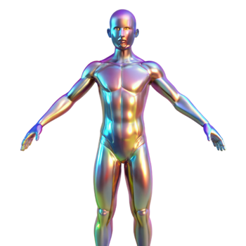 vibrant contemporary Holographic Projection of a Human Body Transparent high quality png