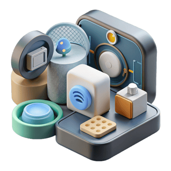 serene modern Home Automation System Components Group Shot Transparent Background original png