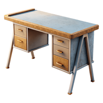 elegant classic Home Office Desk with Laptop and Lamp Isolated exclusive png