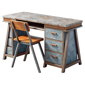 dramatic minimalist Home Office Desk with Laptop and Lamp Isolated exclusive png
