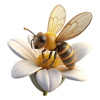 elegant rustic Honeybee on Flower Collecting Pollen Transparent Background genuine png