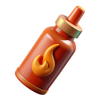 serene modern Hot Sauce Bottle Cutout with Flame Detail detailed png
