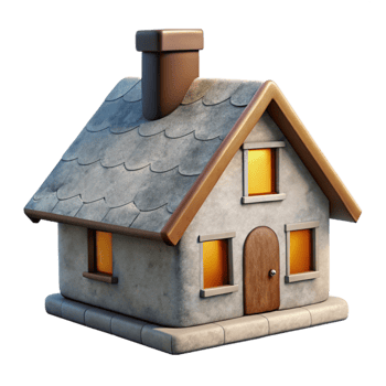 dramatic traditional House Cutout with Chimney Transparent Background detailed png