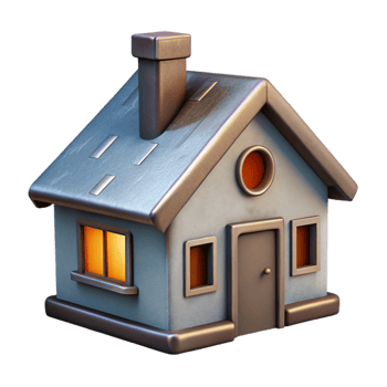 elegant abstract House Cutout with Chimney Transparent Background high resolution png