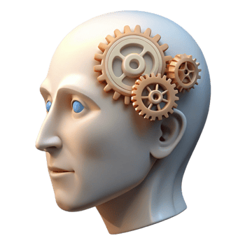 impressive rustic Human Head with Gears Inside Transparent original png