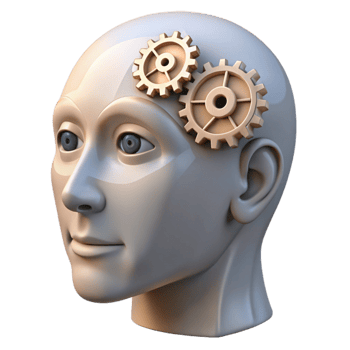 serene classic Human Head with Gears Inside Transparent premium png