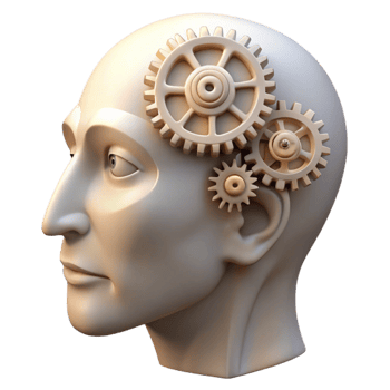 impressive modern Human Head with Gears Inside Transparent premium png