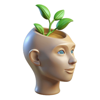 beautiful vintage Human Head with Growing Plant Cutout Transparent Background authentic png