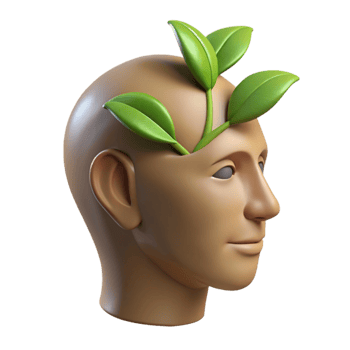 impressive modern Human Head with Growing Plant Cutout Transparent Background genuine png
