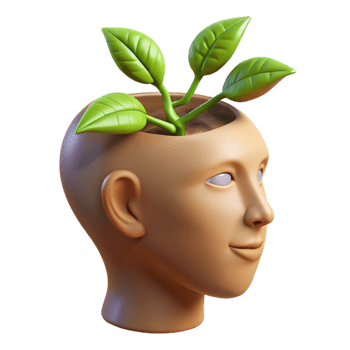 wonderful abstract Human Head with Growing Plant Cutout Transparent Background high resolution png