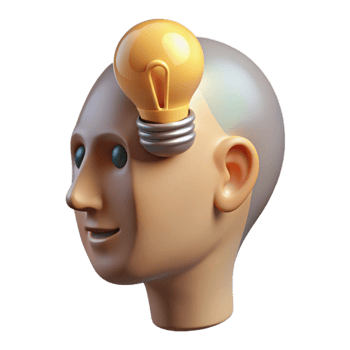 stunning modern Human Head with Light Bulb Inside Cutout Element 4K png