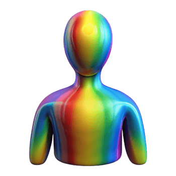serene abstract Human Silhouette with Rainbow Aura Cutout original png
