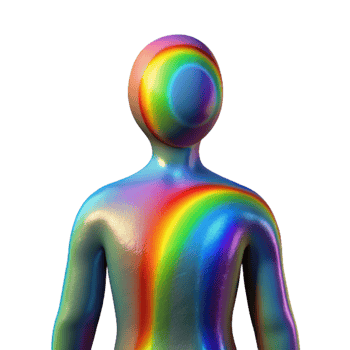 elegant artistic Human Silhouette with Rainbow Aura Cutout authentic png
