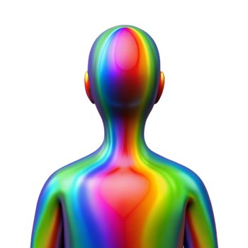 impressive classic Human Silhouette with Rainbow Aura Cutout high quality png