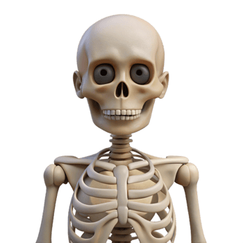 vibrant artistic Human Skeleton Front View Isolated 4K png
